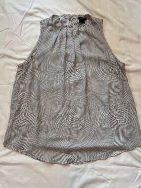 Ann Taylor Factory Black White Abstract Wave High Neck Blouse S Workwear